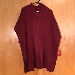 Maroon Sweater Poncho - Faded Glory